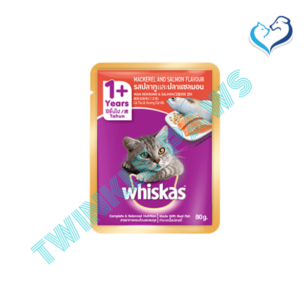 Whiskas Mackerel & Salmon Flavour Wet Adult Cat Food 80g