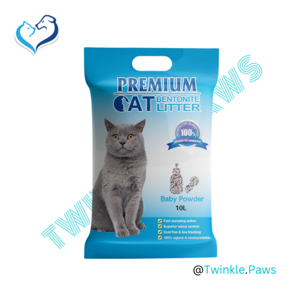 Premium Cat Bentonite Cat Litter 10L - Baby Powder Scented