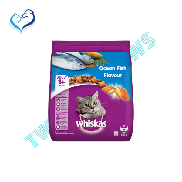 Whiskas Ocean Fish Flavour Dry Adult Cat Food 480g