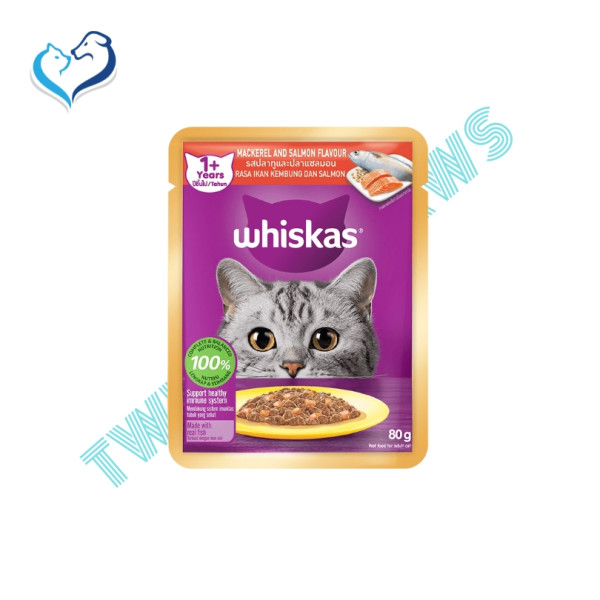 Whiskas Mackerel & Salmon Flavour Wet Adult Cat Food 80g