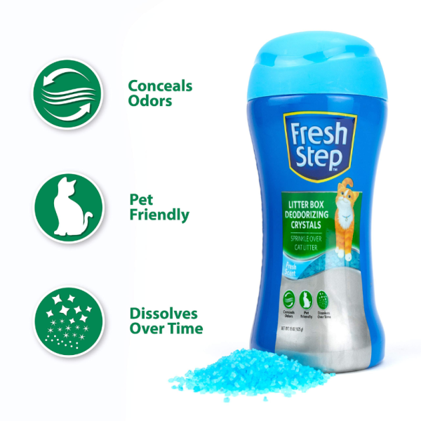 Fresh Step, Fresh Scent Cat Litter Box Deodorizer Crystals, 15 oz