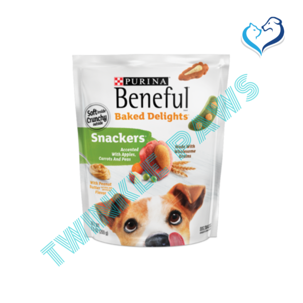 PURINA Beneful Baked Delights Snackers with Apples, Carrots, Peas & Peanut Butter Dog Treats, 269g 9.5-oz bag